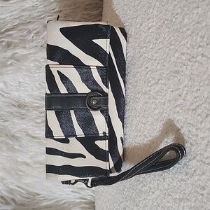 Zebra Striped Faux leather 3 compartment Wallet wristlet